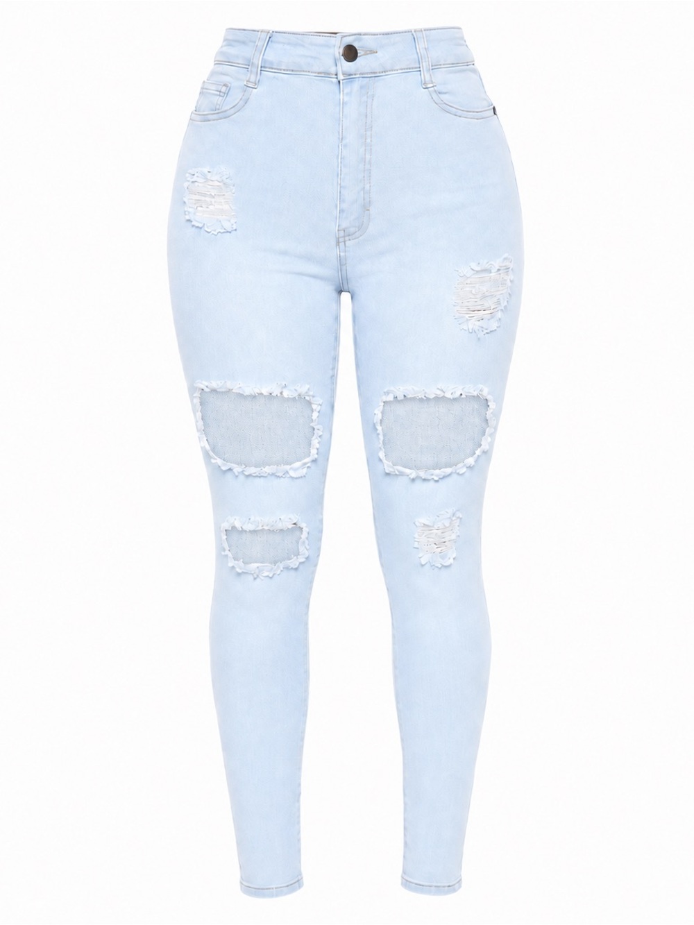 Fashion Nova Need Something Light Blue Ripped High-Rise Skinny Jeans
